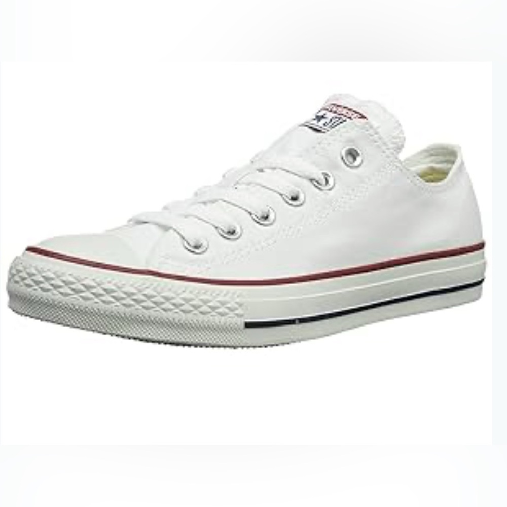 Converse Chuck Taylor All Star Low Top Sneakers White Red Sz 7.5 New w/ Box